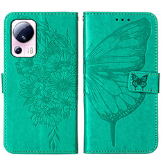 Coque Portefeuille Papillon Livre Cuir Etui Clapet YB1 pour Xiaomi Civi 2 5G Vert