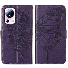 Coque Portefeuille Papillon Livre Cuir Etui Clapet YB1 pour Xiaomi Civi 2 5G Violet