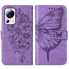 Coque Portefeuille Papillon Livre Cuir Etui Clapet YB1 pour Xiaomi Civi 2 5G Violet Clair