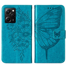 Coque Portefeuille Papillon Livre Cuir Etui Clapet YB1 pour Xiaomi Poco X5 Pro 5G Bleu