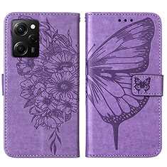 Coque Portefeuille Papillon Livre Cuir Etui Clapet YB1 pour Xiaomi Poco X5 Pro 5G Violet Clair