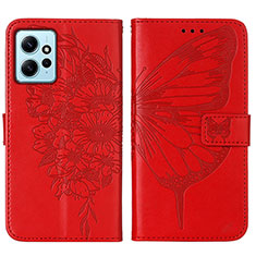 Coque Portefeuille Papillon Livre Cuir Etui Clapet YB1 pour Xiaomi Redmi Note 12 4G Rouge