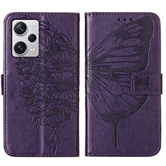 Coque Portefeuille Papillon Livre Cuir Etui Clapet YB1 pour Xiaomi Redmi Note 12 Pro+ Plus 5G Violet