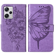 Coque Portefeuille Papillon Livre Cuir Etui Clapet YB1 pour Xiaomi Redmi Note 12 Pro+ Plus 5G Violet Clair