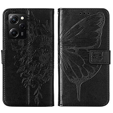 Coque Portefeuille Papillon Livre Cuir Etui Clapet YB1 pour Xiaomi Redmi Note 12 Pro Speed 5G Noir