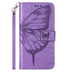 Coque Portefeuille Papillon Livre Cuir Etui Clapet YB2 pour Motorola Moto G Stylus (2023) 4G Violet Clair