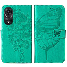 Coque Portefeuille Papillon Livre Cuir Etui Clapet YB2 pour Oppo A78 5G Vert