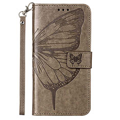 Coque Portefeuille Papillon Livre Cuir Etui Clapet YB2 pour Xiaomi Mi 13 Lite 5G Gris