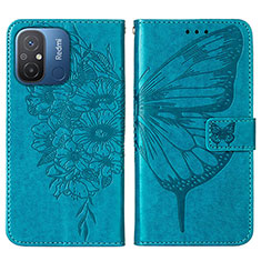 Coque Portefeuille Papillon Livre Cuir Etui Clapet YB2 pour Xiaomi Redmi 11A 4G Bleu