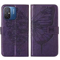 Coque Portefeuille Papillon Livre Cuir Etui Clapet YB2 pour Xiaomi Redmi 11A 4G Violet