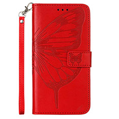 Coque Portefeuille Papillon Livre Cuir Etui Clapet YB2 pour Xiaomi Redmi Note 12 Explorer Rouge