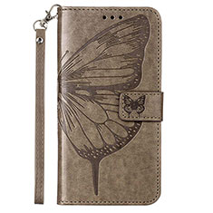 Coque Portefeuille Papillon Livre Cuir Etui Clapet YB2 pour Xiaomi Redmi Note 12 Pro+ Plus 5G Gris