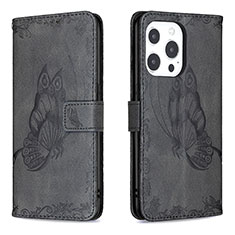 Coque Portefeuille Papillon Livre Cuir Etui Clapet Z01 pour Apple iPhone 14 Pro Max Noir