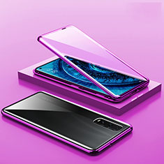 Coque Rebord Bumper Luxe Aluminum Metal Miroir 360 Degres Housse Etui Aimant A02 pour Oppo Find X2 Pro Violet