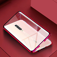 Coque Rebord Bumper Luxe Aluminum Metal Miroir 360 Degres Housse Etui Aimant C01 pour Oppo Reno2 Rouge