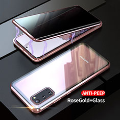 Coque Rebord Bumper Luxe Aluminum Metal Miroir 360 Degres Housse Etui Aimant LK1 pour Samsung Galaxy S20 5G Or Rose