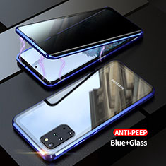 Coque Rebord Bumper Luxe Aluminum Metal Miroir 360 Degres Housse Etui Aimant LK1 pour Samsung Galaxy S20 Plus Bleu