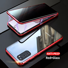 Coque Rebord Bumper Luxe Aluminum Metal Miroir 360 Degres Housse Etui Aimant LK1 pour Samsung Galaxy S20 Rouge