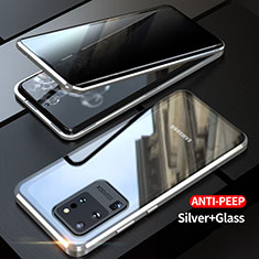 Coque Rebord Bumper Luxe Aluminum Metal Miroir 360 Degres Housse Etui Aimant LK1 pour Samsung Galaxy S20 Ultra 5G Argent