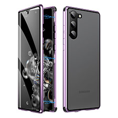 Coque Rebord Bumper Luxe Aluminum Metal Miroir 360 Degres Housse Etui Aimant LK1 pour Samsung Galaxy S24 5G Violet