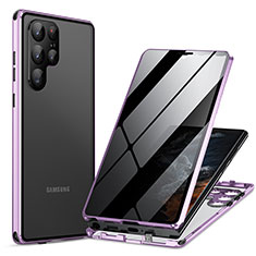 Coque Rebord Bumper Luxe Aluminum Metal Miroir 360 Degres Housse Etui Aimant LK1 pour Samsung Galaxy S25 Ultra 5G Violet