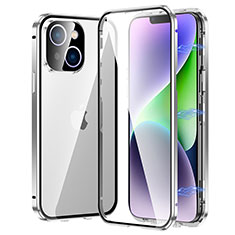 Coque Rebord Bumper Luxe Aluminum Metal Miroir 360 Degres Housse Etui Aimant LK2 pour Apple iPhone 13 Argent