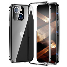 Coque Rebord Bumper Luxe Aluminum Metal Miroir 360 Degres Housse Etui Aimant LK2 pour Apple iPhone 15 Noir