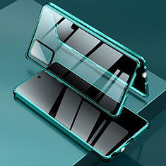 Coque Rebord Bumper Luxe Aluminum Metal Miroir 360 Degres Housse Etui Aimant LK2 pour Samsung Galaxy Note 20 5G Vert