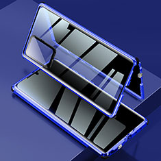 Coque Rebord Bumper Luxe Aluminum Metal Miroir 360 Degres Housse Etui Aimant LK2 pour Samsung Galaxy Note 20 Ultra 5G Bleu