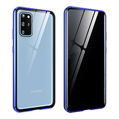 Coque Rebord Bumper Luxe Aluminum Metal Miroir 360 Degres Housse Etui Aimant LK2 pour Samsung Galaxy S20 Plus Bleu