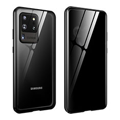 Coque Rebord Bumper Luxe Aluminum Metal Miroir 360 Degres Housse Etui Aimant LK2 pour Samsung Galaxy S20 Ultra 5G Noir