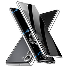 Coque Rebord Bumper Luxe Aluminum Metal Miroir 360 Degres Housse Etui Aimant LK2 pour Samsung Galaxy S25 5G Argent