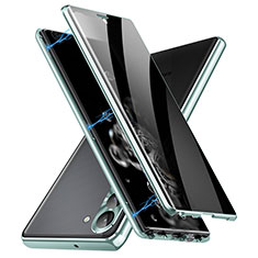 Coque Rebord Bumper Luxe Aluminum Metal Miroir 360 Degres Housse Etui Aimant LK2 pour Samsung Galaxy S25 5G Vert