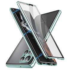 Coque Rebord Bumper Luxe Aluminum Metal Miroir 360 Degres Housse Etui Aimant LK2 pour Samsung Galaxy S25 Ultra 5G Vert