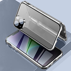 Coque Rebord Bumper Luxe Aluminum Metal Miroir 360 Degres Housse Etui Aimant LK3 pour Apple iPhone 13 Argent