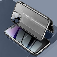 Coque Rebord Bumper Luxe Aluminum Metal Miroir 360 Degres Housse Etui Aimant LK3 pour Apple iPhone 14 Pro Max Noir