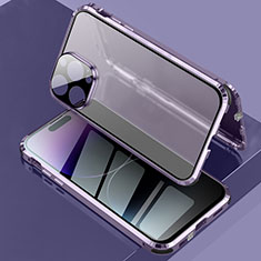Coque Rebord Bumper Luxe Aluminum Metal Miroir 360 Degres Housse Etui Aimant LK3 pour Apple iPhone 14 Pro Max Violet