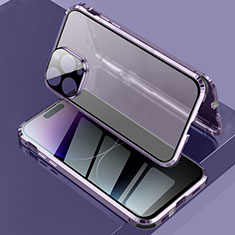 Coque Rebord Bumper Luxe Aluminum Metal Miroir 360 Degres Housse Etui Aimant LK3 pour Apple iPhone 16 Pro Max Violet