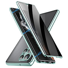 Coque Rebord Bumper Luxe Aluminum Metal Miroir 360 Degres Housse Etui Aimant LK3 pour Samsung Galaxy S23 Ultra 5G Vert