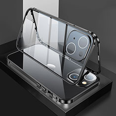 Coque Rebord Bumper Luxe Aluminum Metal Miroir 360 Degres Housse Etui Aimant M01 pour Apple iPhone 13 Mini Noir