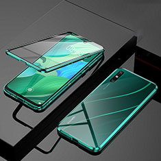 Coque Rebord Bumper Luxe Aluminum Metal Miroir 360 Degres Housse Etui Aimant M01 pour Huawei Enjoy 10e Vert