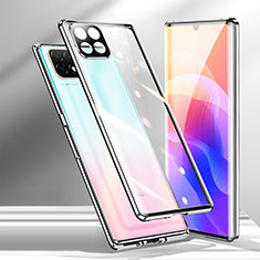 Coque Rebord Bumper Luxe Aluminum Metal Miroir 360 Degres Housse Etui Aimant M01 pour Huawei Enjoy 20 5G Argent