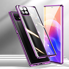 Coque Rebord Bumper Luxe Aluminum Metal Miroir 360 Degres Housse Etui Aimant M01 pour Huawei Enjoy 20 5G Violet