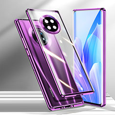 Coque Rebord Bumper Luxe Aluminum Metal Miroir 360 Degres Housse Etui Aimant M01 pour Huawei Enjoy 20 Plus 5G Violet