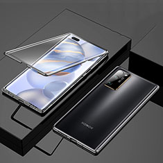 Coque Rebord Bumper Luxe Aluminum Metal Miroir 360 Degres Housse Etui Aimant M01 pour Huawei Honor 30 Pro Noir