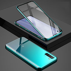 Coque Rebord Bumper Luxe Aluminum Metal Miroir 360 Degres Housse Etui Aimant M01 pour Huawei Mate 40 Lite 5G Cyan