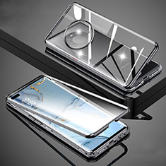 Coque Rebord Bumper Luxe Aluminum Metal Miroir 360 Degres Housse Etui Aimant M01 pour Huawei Mate 40E Pro 5G Noir