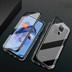 Coque Rebord Bumper Luxe Aluminum Metal Miroir 360 Degres Housse Etui Aimant M01 pour Huawei Nova 5i Pro Noir