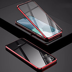 Coque Rebord Bumper Luxe Aluminum Metal Miroir 360 Degres Housse Etui Aimant M01 pour Huawei Nova 6 SE Rouge