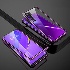 Coque Rebord Bumper Luxe Aluminum Metal Miroir 360 Degres Housse Etui Aimant M01 pour Huawei Nova 7 SE 5G Violet